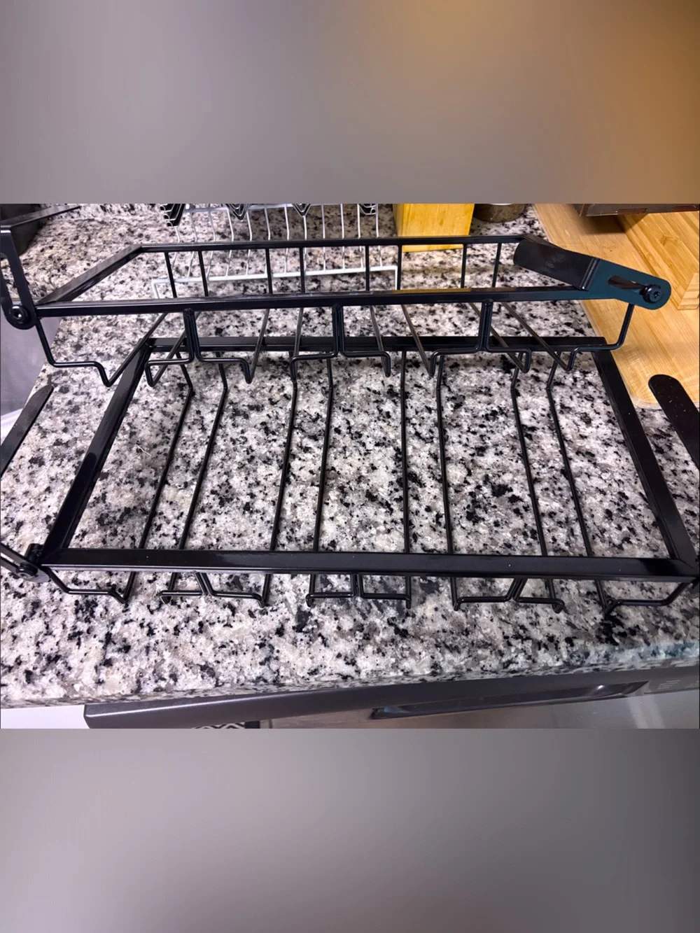 Set of 2 Black Metal Wine Glass Racks 16in long